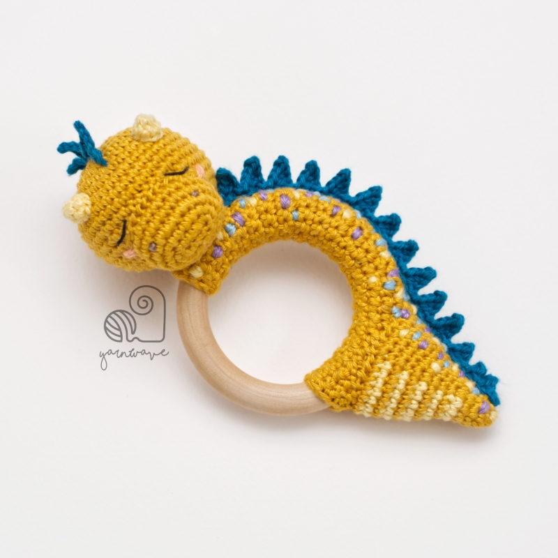 Dexter the Dragon rattle amigurumi pattern