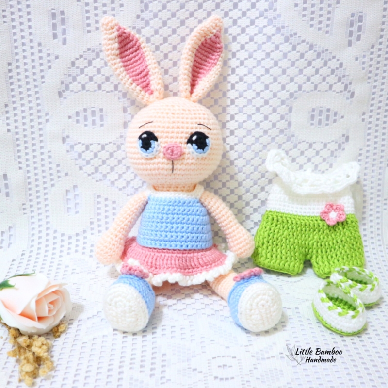 Handmade Crochet Bunny Girl in Dress 