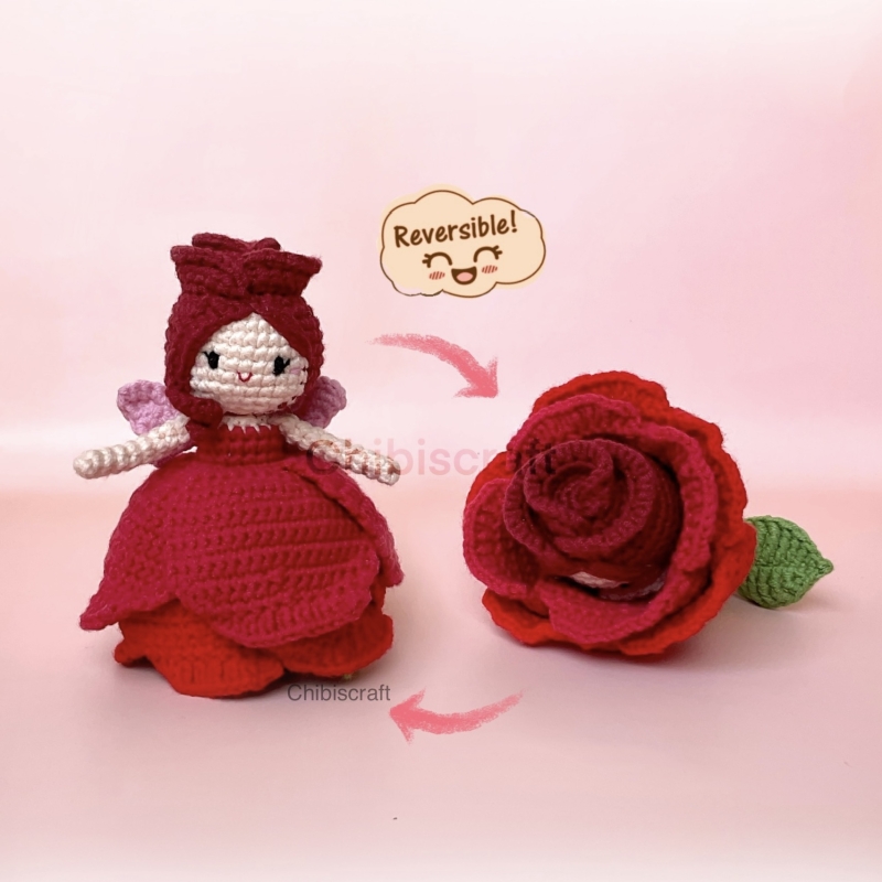 Reversible Rose Fairy amigurumi pattern