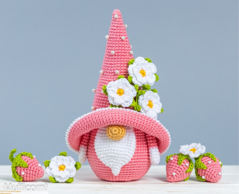 Pink Strawberry Gnome amigurumi pattern