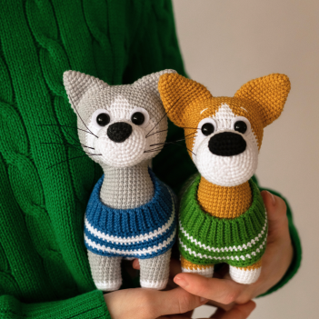 Cat Boris and Dog Corgi amigurumi pattern - Amigurumi.com