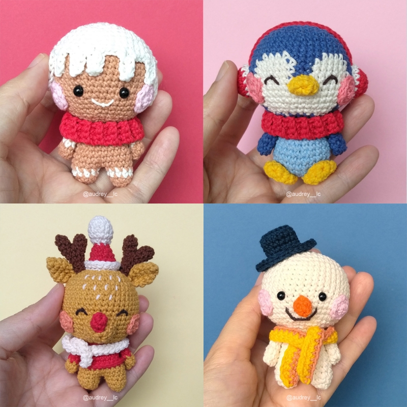 Nuevo Trío de muñecos crochet amigurumi Winter Series