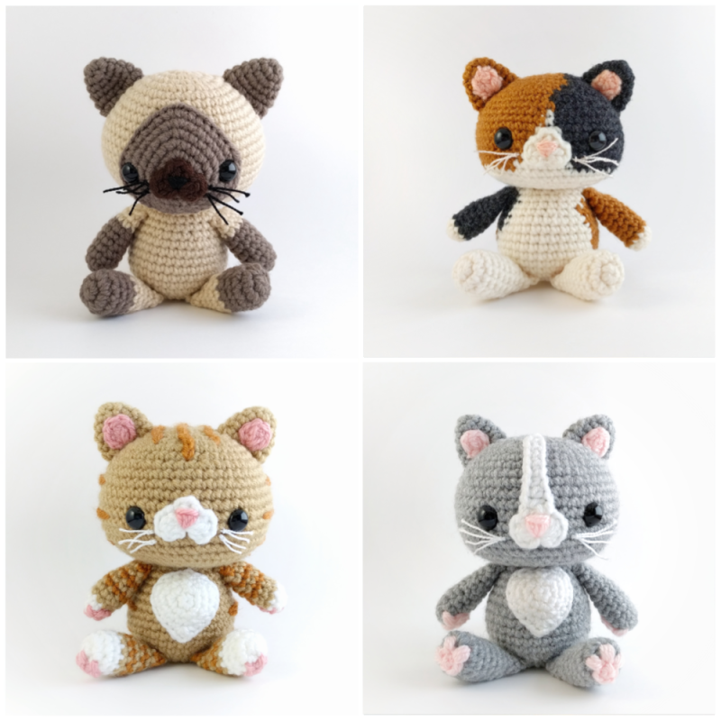 Snuggle Kitty Cats Bundle amigurumi pattern - Amigurumi.com