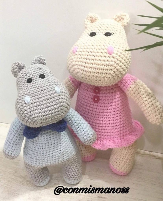 Mom and baby hippos - Free amigurumi pattern