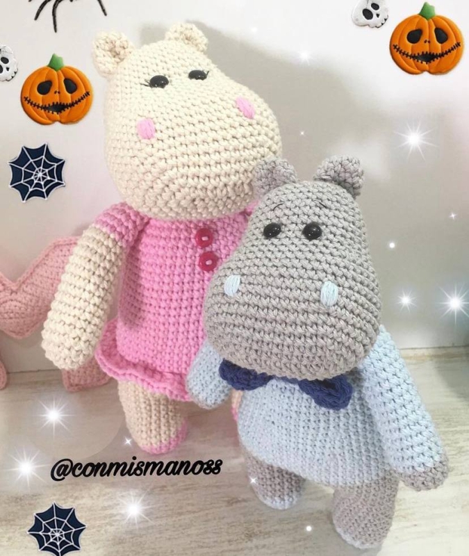 Mom and baby hippos - Free amigurumi pattern