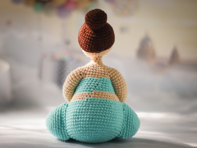 Yolea the Yoga Girl PDF Crochet Pattern by Sameko Design Amigurumi Doll  With Bun 