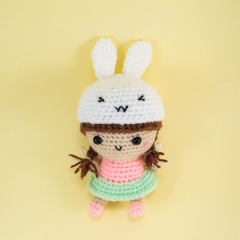Girl Wearing Bunny Hat amigurumi by Snacksies Handicraft Corner