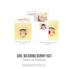 Girl Wearing Bunny Hat amigurumi pattern by Snacksies Handicraft Corner