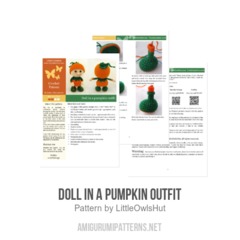 Doll in a Pumpkin outfit amigurumi pattern by LittleOwlsHut