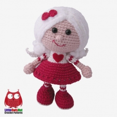 Doll in a Valentine outfit amigurumi pattern by LittleOwlsHut