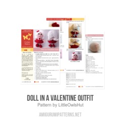 Doll in a Valentine outfit amigurumi pattern by LittleOwlsHut