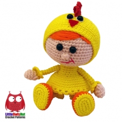 Doll in a chicken outfit amigurumi by LittleOwlsHut