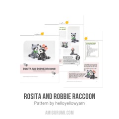 Rosita and Robbie Raccoon amigurumi pattern by Hello Yellow Yarn