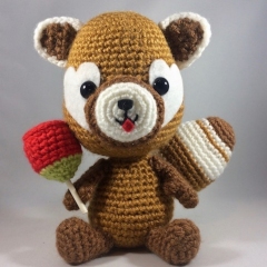 Japanese Red Panda with Yummy Candy Apple! amigurumi by Sugar Pop Crochet