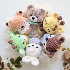 mini toys: giraffe, bunny, fox, bear, dragon and reindeer amigurumi pattern by RNata