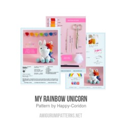 My rainbow unicorn amigurumi pattern by Happy Coridon