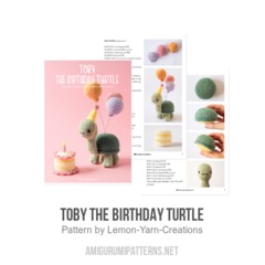 Toby the Birthday Turtle amigurumi pattern by Lemon Yarn Creations