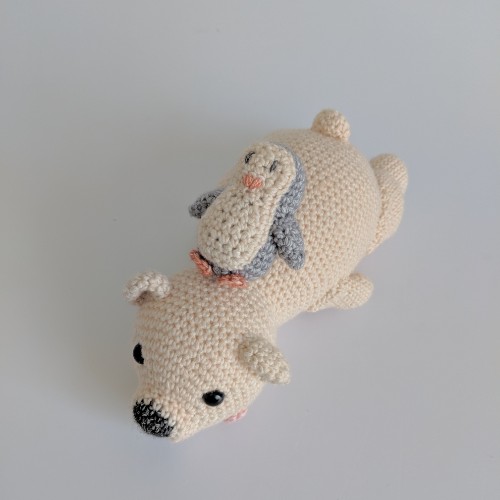 Metal frame purse Handcrafts Crochet White Polar Bear Velvet