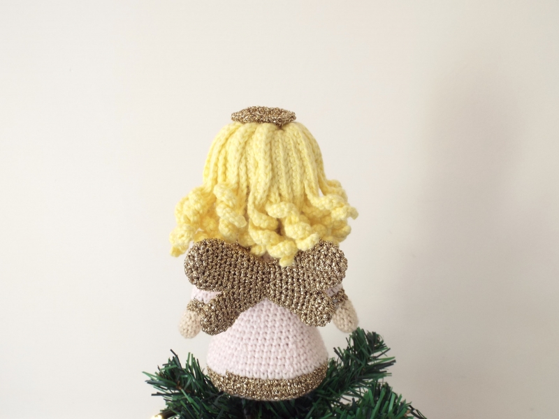 Small 16cm 6in Crochet Amigurumi Pattern Instructions Angelica the Angel Christmas Tree Topper Doll