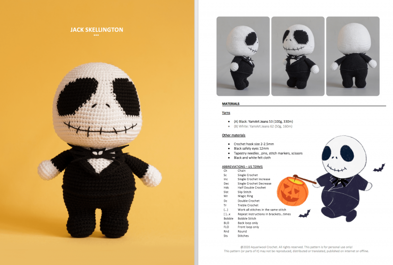Jack Skellington amigurumi pattern