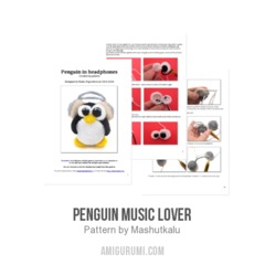 Penguin Music Lover amigurumi pattern by Masha Pogorielova (mashutkalu)