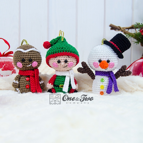 Christmas Ornaments: Snowman, Gingerbread and Santa's Helper amigurumi ...