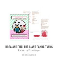 Boba and Chai the giant panda twins amigurumi pattern by Emi Kanesada (Enna Design)