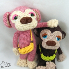 Lulu & Kona the Sleepy Eyed Monkey  amigurumi pattern by Emi Kanesada (Enna Design)