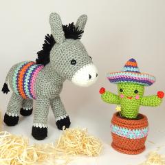 Dante the donkey and Carlos the cactus amigurumi pattern by Janine Holmes at Moji-Moji Design