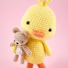 Louis the Duck and his Teddy amigurumi by LittleAquaGirl